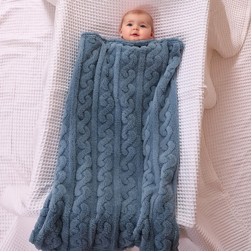 Cozy Striped Plush Swaddle Blanket