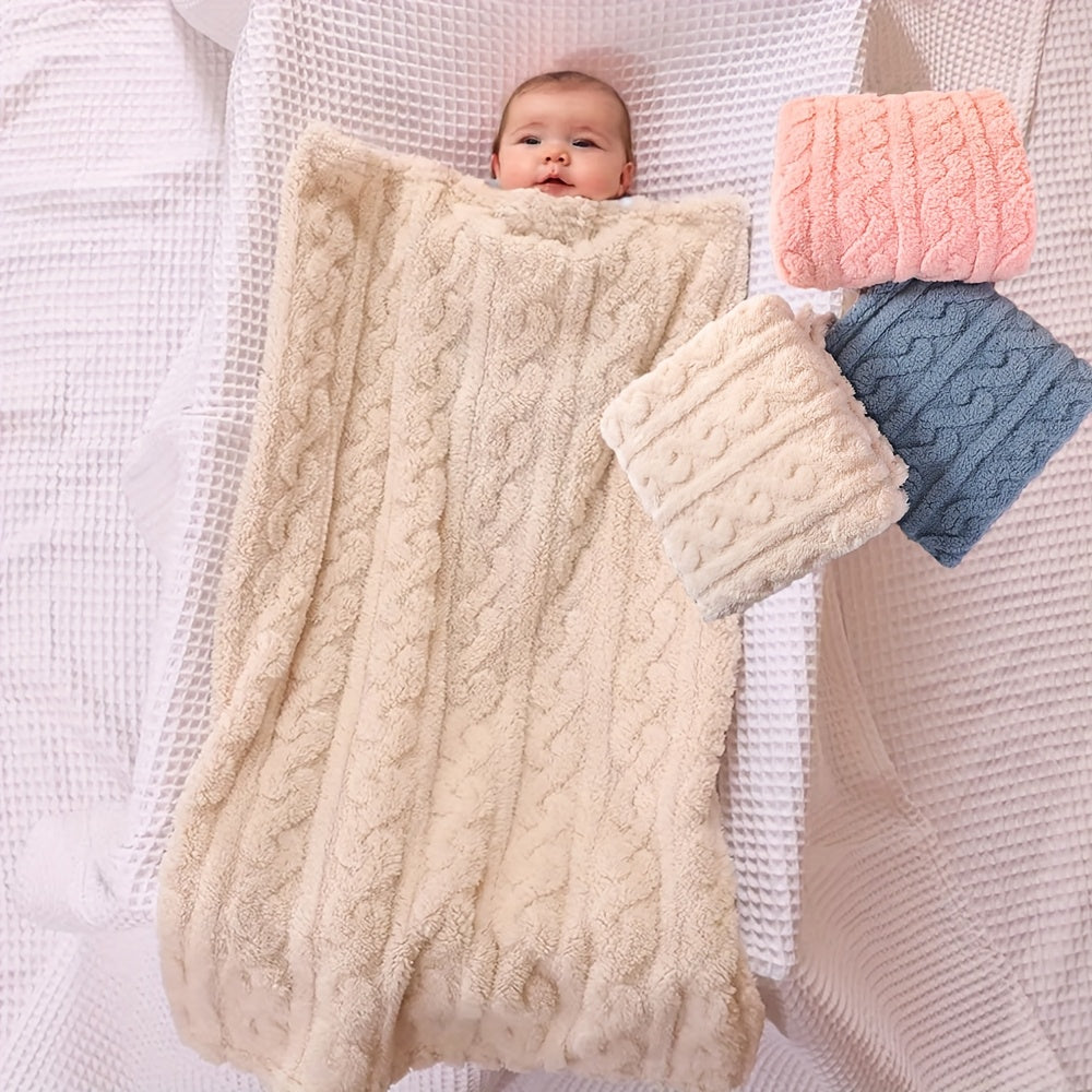 Cozy Striped Plush Swaddle Blanket