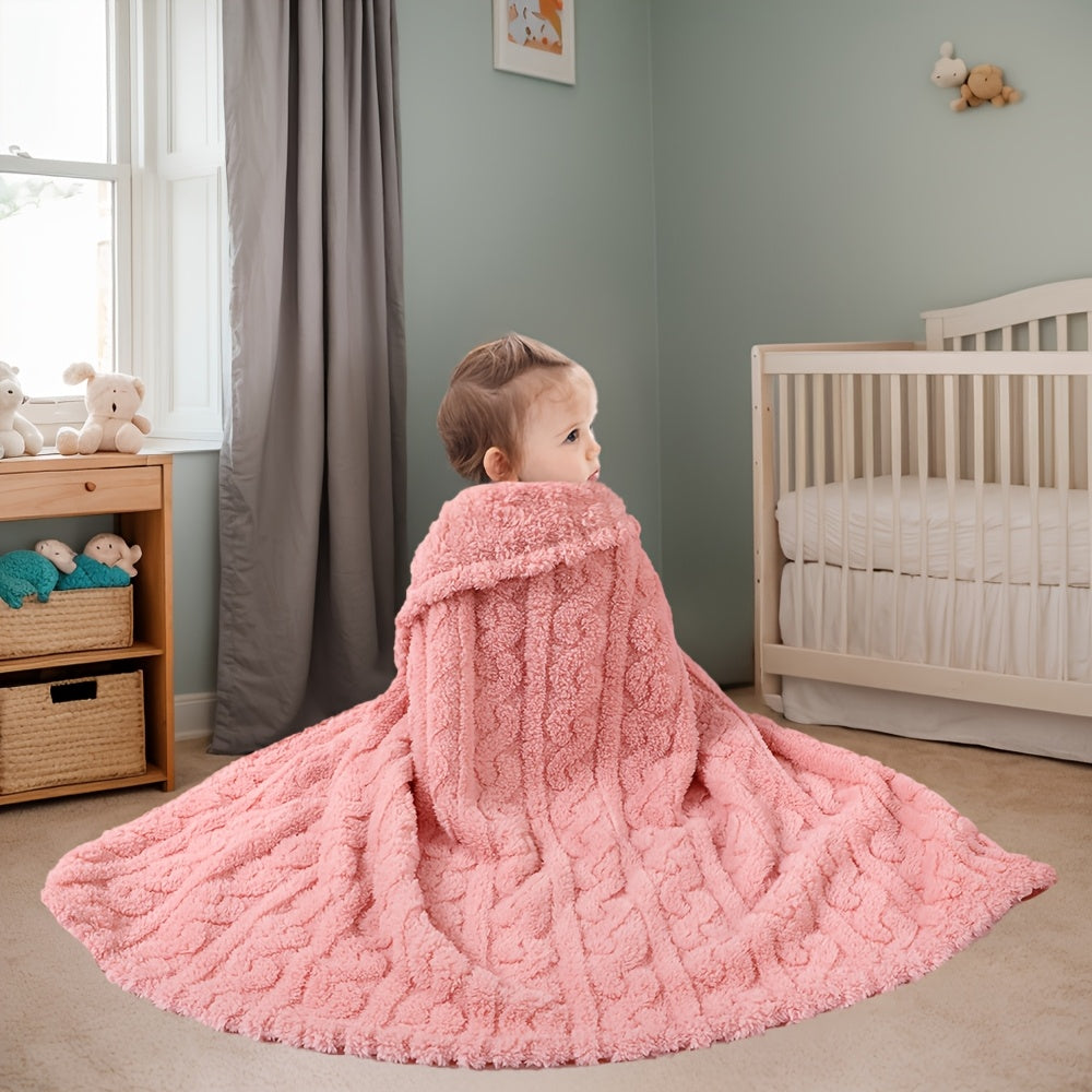 Cozy Striped Plush Swaddle Blanket