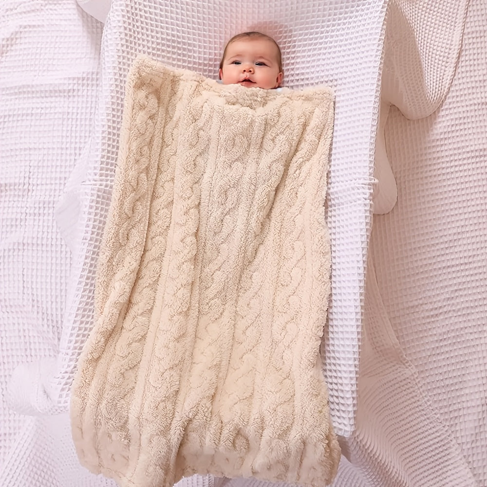 Cozy Striped Plush Swaddle Blanket