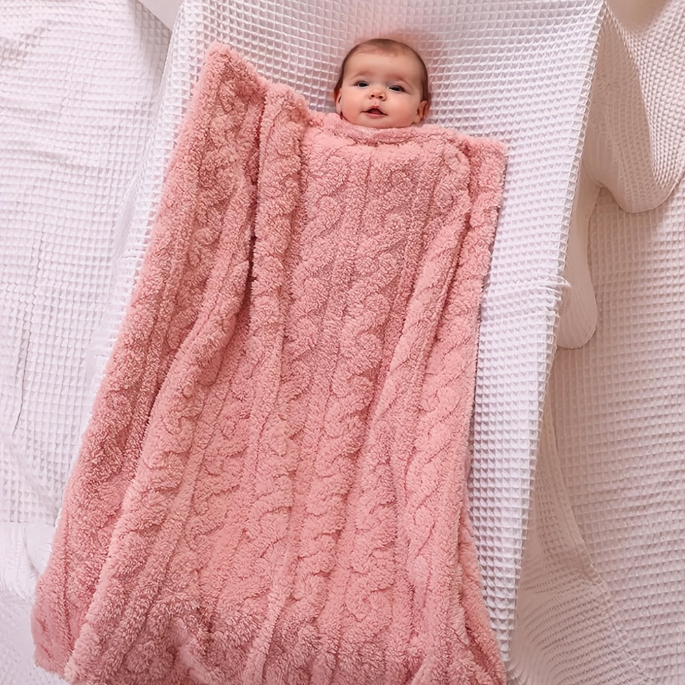 Cozy Striped Plush Swaddle Blanket