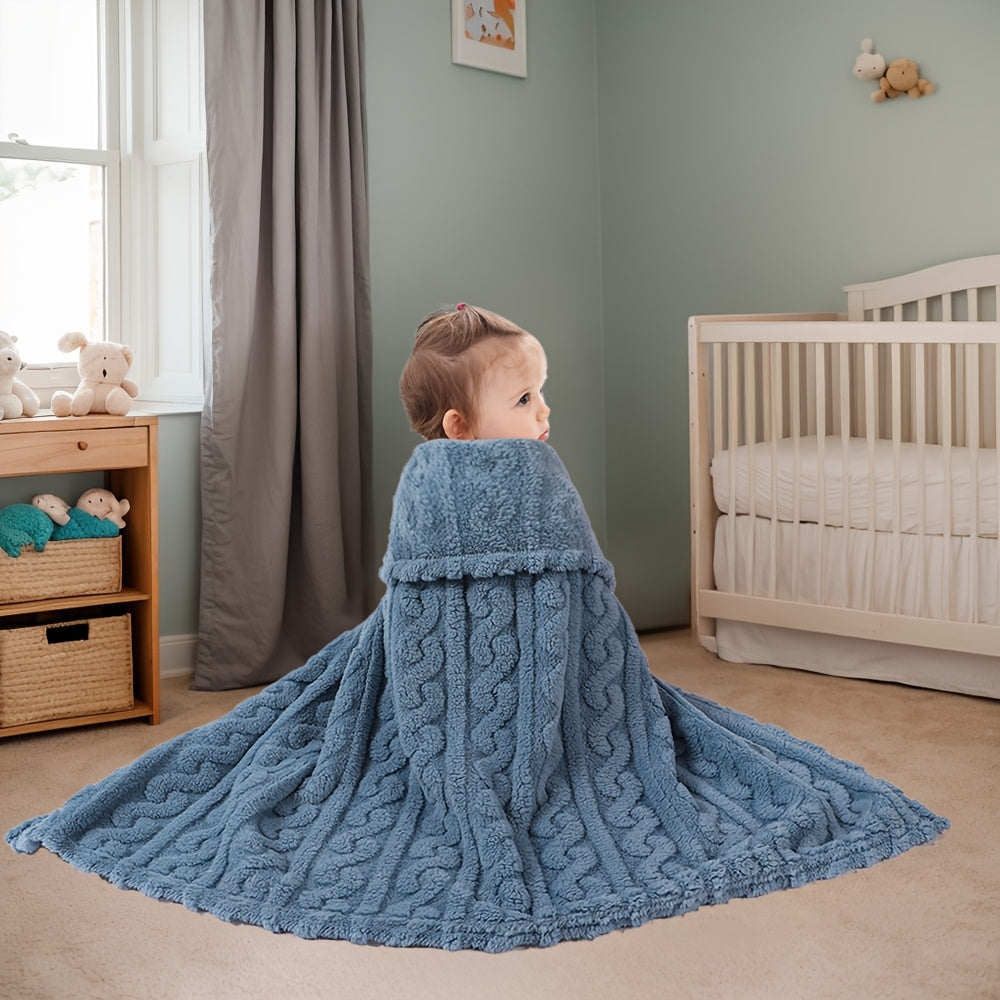 Cozy Striped Plush Swaddle Blanket